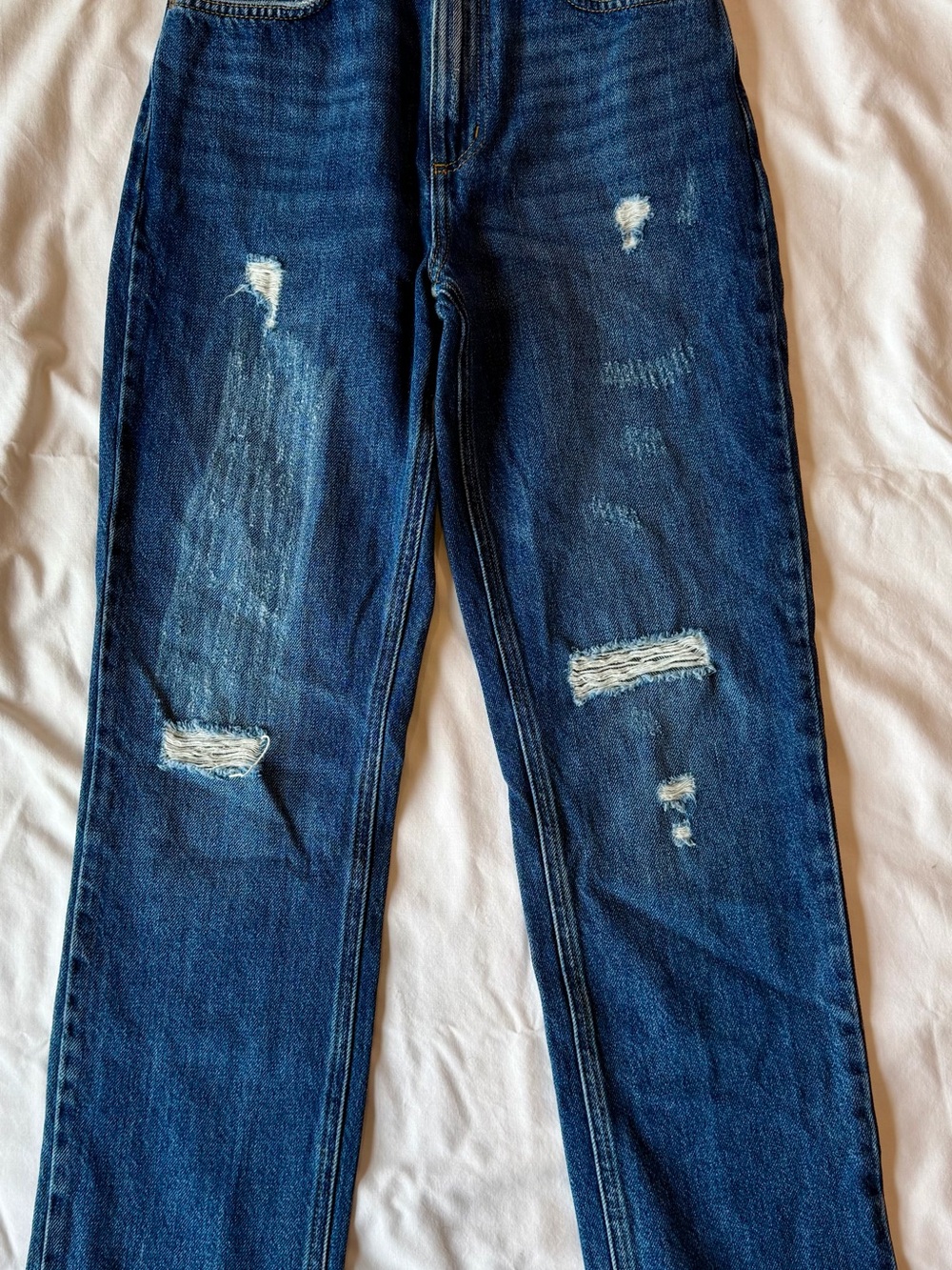 Lee Women's Straight-Leg Distressed Blue Jeans